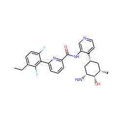 CCc1ccc(F)c(-c2cccc(C(=O)Nc3cnccc3[C@@H]3C[C@H](C)[C@H](O)[C@H](N)C3)n2)c1F ZINC000140545185