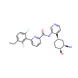 CCc1ccc(F)c(-c2cccc(C(=O)Nc3cnccc3[C@@H]3CC[C@H](O)[C@H](N)C3)n2)c1F ZINC000140664252