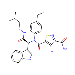 CCc1ccc(N(C(=O)c2snc(C(N)=O)c2N)[C@H](C(=O)NCCC(C)C)c2c[nH]c3ccccc23)cc1 ZINC000006821955