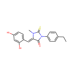 CCc1ccc(N2C(=O)/C(=C/c3ccc(O)cc3O)N(C)C2=S)cc1 ZINC000653840634