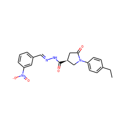 CCc1ccc(N2C[C@@H](C(=O)N/N=C/c3cccc([N+](=O)[O-])c3)CC2=O)cc1 ZINC000001211558