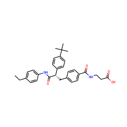 CCc1ccc(NC(=O)[C@@H](Cc2ccc(C(=O)NCCC(=O)O)cc2)c2ccc(C(C)(C)C)cc2)cc1 ZINC000026173328