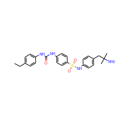 CCc1ccc(NC(=O)Nc2ccc(S(=O)(=O)Nc3ccc(CC(C)(C)N)cc3)cc2)cc1 ZINC000049017372