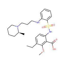 CCc1ccc(NS(=O)(=O)c2ccccc2NCCCN2CCCC[C@@H]2C)c(C(=O)O)c1OC ZINC000014965119