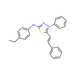 CCc1ccc(Nc2n[n+](-c3ccccc3)c(/C=C/c3ccccc3)s2)cc1 ZINC000015936908