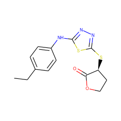 CCc1ccc(Nc2nnc(S[C@H]3CCOC3=O)s2)cc1 ZINC000003461443