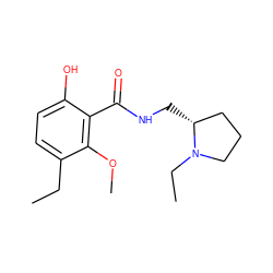 CCc1ccc(O)c(C(=O)NC[C@@H]2CCCN2CC)c1OC ZINC000028260582