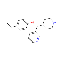 CCc1ccc(O[C@@H](c2cccnc2)C2CCNCC2)cc1 ZINC000043121716