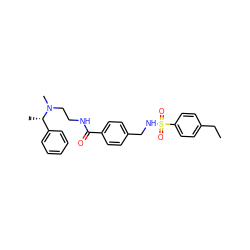 CCc1ccc(S(=O)(=O)NCc2ccc(C(=O)NCCN(C)[C@@H](C)c3ccccc3)cc2)cc1 ZINC000066139622