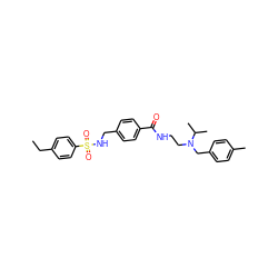 CCc1ccc(S(=O)(=O)NCc2ccc(C(=O)NCCN(Cc3ccc(C)cc3)C(C)C)cc2)cc1 ZINC000066136260