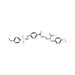 CCc1ccc(S(=O)(=O)NCc2ccc(C(=O)NCCN(Cc3ccc(OC)cc3)C(C)C)cc2)cc1 ZINC000066136251