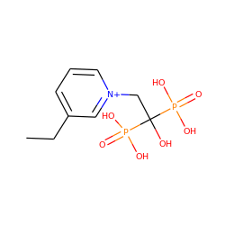 CCc1ccc[n+](CC(O)(P(=O)(O)O)P(=O)(O)O)c1 ZINC000013643046