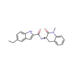 CCc1ccc2[nH]c(C(=O)N[C@@H]3Cc4ccccc4N(C)C3=O)cc2c1 ZINC000013587899