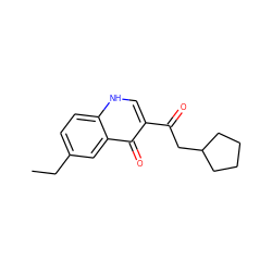 CCc1ccc2[nH]cc(C(=O)CC3CCCC3)c(=O)c2c1 ZINC000040379184