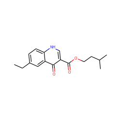 CCc1ccc2[nH]cc(C(=O)OCCC(C)C)c(=O)c2c1 ZINC000013685735