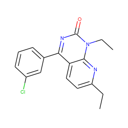 CCc1ccc2c(-c3cccc(Cl)c3)nc(=O)n(CC)c2n1 ZINC000000007274