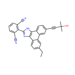 CCc1ccc2c(c1)c1cc(C#CC(C)(C)O)ccc1c1[nH]c(-c3c(C#N)cccc3C#N)nc21 ZINC000045320082