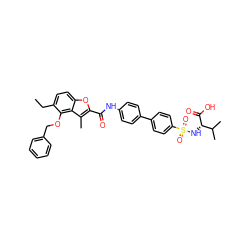 CCc1ccc2oc(C(=O)Nc3ccc(-c4ccc(S(=O)(=O)N[C@H](C(=O)O)C(C)C)cc4)cc3)c(C)c2c1OCc1ccccc1 ZINC000028526493