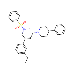 CCc1cccc([C@@H](CCN2CCC(c3ccccc3)CC2)CN(C)S(=O)(=O)c2ccccc2)c1 ZINC000013479358