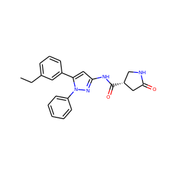 CCc1cccc(-c2cc(NC(=O)[C@@H]3CNC(=O)C3)nn2-c2ccccc2)c1 ZINC000169706986