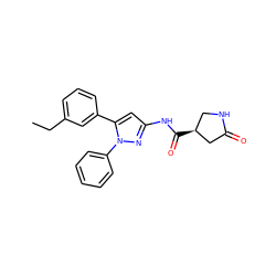 CCc1cccc(-c2cc(NC(=O)[C@H]3CNC(=O)C3)nn2-c2ccccc2)c1 ZINC000169706985