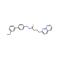 CCc1cccc(-c2ccc(CNC(=O)CCCc3ccc4cccnc4n3)cc2)c1 ZINC000095573036