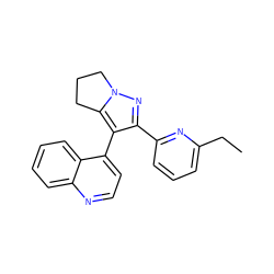 CCc1cccc(-c2nn3c(c2-c2ccnc4ccccc24)CCC3)n1 ZINC000027182564