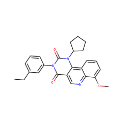 CCc1cccc(-n2c(=O)c3cnc4c(OC)cccc4c3n(C3CCCC3)c2=O)c1 ZINC000117789847