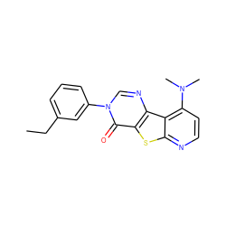 CCc1cccc(-n2cnc3c(sc4nccc(N(C)C)c43)c2=O)c1 ZINC000013676102