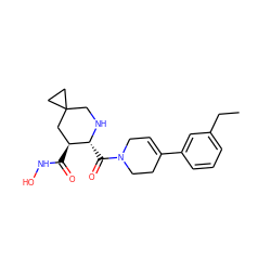 CCc1cccc(C2=CCN(C(=O)[C@H]3NCC4(CC4)C[C@@H]3C(=O)NO)CC2)c1 ZINC000029037876