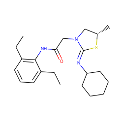 CCc1cccc(CC)c1NC(=O)CN1C[C@H](C)S/C1=N\C1CCCCC1 ZINC000101869074