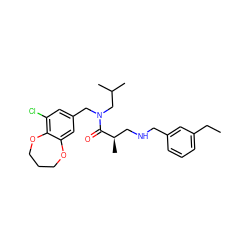 CCc1cccc(CNC[C@@H](C)C(=O)N(Cc2cc(Cl)c3c(c2)OCCCO3)CC(C)C)c1 ZINC000148807823