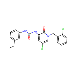 CCc1cccc(NC(=O)Nc2cc(Cl)cn(Cc3ccccc3Cl)c2=O)c1 ZINC000064527239