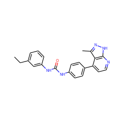 CCc1cccc(NC(=O)Nc2ccc(-c3ccnc4[nH]nc(C)c34)cc2)c1 ZINC001772600128