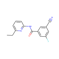 CCc1cccc(NC(=O)c2cc(F)cc(C#N)c2)n1 ZINC000058512553