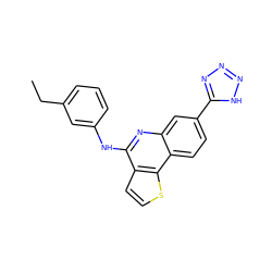 CCc1cccc(Nc2nc3cc(-c4nnn[nH]4)ccc3c3sccc23)c1 ZINC000167714348