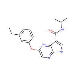 CCc1cccc(Oc2cnc3[nH]cc(C(=O)NC(C)C)c3n2)c1 ZINC000096269465