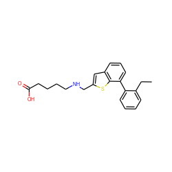 CCc1ccccc1-c1cccc2cc(CNCCCCC(=O)O)sc12 ZINC001772581373