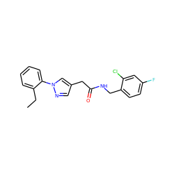 CCc1ccccc1-n1cc(CC(=O)NCc2ccc(F)cc2Cl)cn1 ZINC000095565828