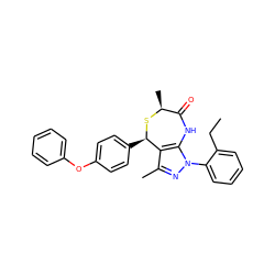 CCc1ccccc1-n1nc(C)c2c1NC(=O)[C@H](C)S[C@@H]2c1ccc(Oc2ccccc2)cc1 ZINC000084652779