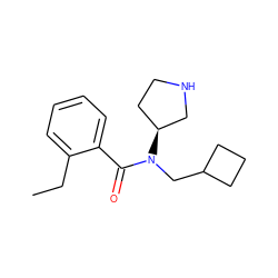 CCc1ccccc1C(=O)N(CC1CCC1)[C@H]1CCNC1 ZINC000043076872