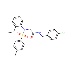 CCc1ccccc1N(CC(=O)NCc1ccc(Cl)cc1)S(=O)(=O)c1ccc(C)cc1 ZINC000001103049