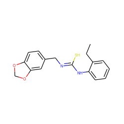 CCc1ccccc1N/C(S)=N/Cc1ccc2c(c1)OCO2 ZINC000008828867