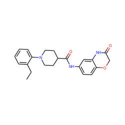 CCc1ccccc1N1CCC(C(=O)Nc2ccc3c(c2)NC(=O)CO3)CC1 ZINC000040873358