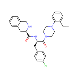 CCc1ccccc1N1CCN(C(=O)[C@@H](Cc2ccc(Cl)cc2)NC(=O)[C@H]2Cc3ccccc3CN2)CC1 ZINC000013559349