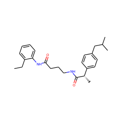 CCc1ccccc1NC(=O)CCCNC(=O)[C@@H](C)c1ccc(CC(C)C)cc1 ZINC000653779454