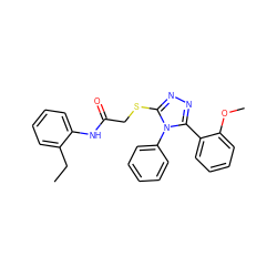 CCc1ccccc1NC(=O)CSc1nnc(-c2ccccc2OC)n1-c1ccccc1 ZINC000002203495