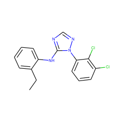 CCc1ccccc1Nc1ncnn1-c1cccc(Cl)c1Cl ZINC000029126496