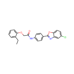 CCc1ccccc1OCC(=O)Nc1ccc(-c2nc3cc(Cl)ccc3o2)cc1 ZINC000045366027