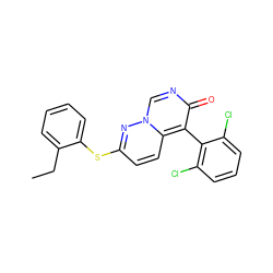 CCc1ccccc1Sc1ccc2c(-c3c(Cl)cccc3Cl)c(=O)ncn2n1 ZINC000084633402